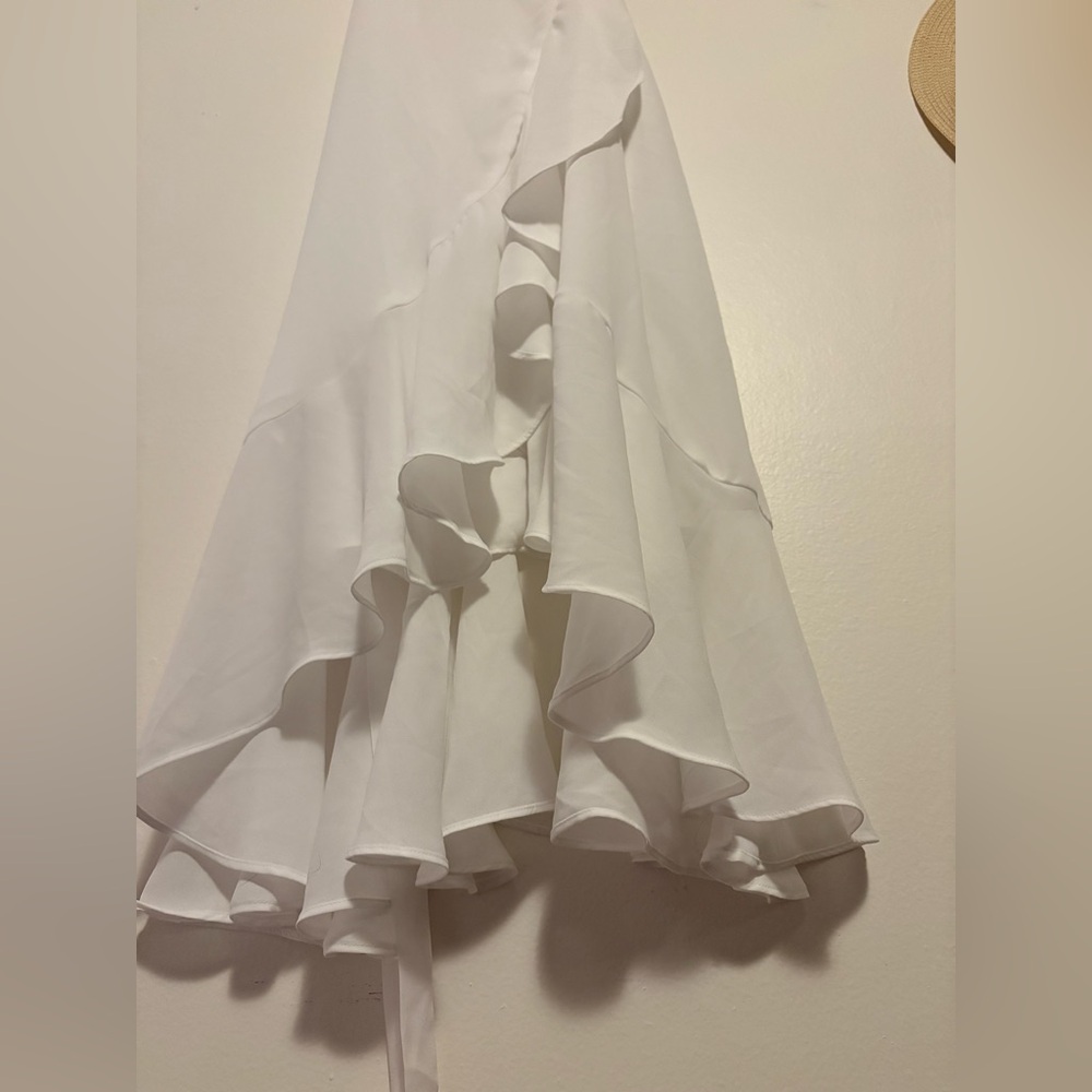 Lulu's White High Low Wrap Dress - Picture 3 of 8